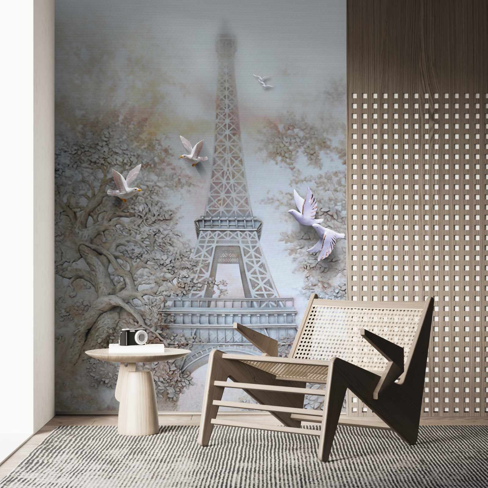 Fototapeta ranná hmla obklopuje Eiffelovu vežu