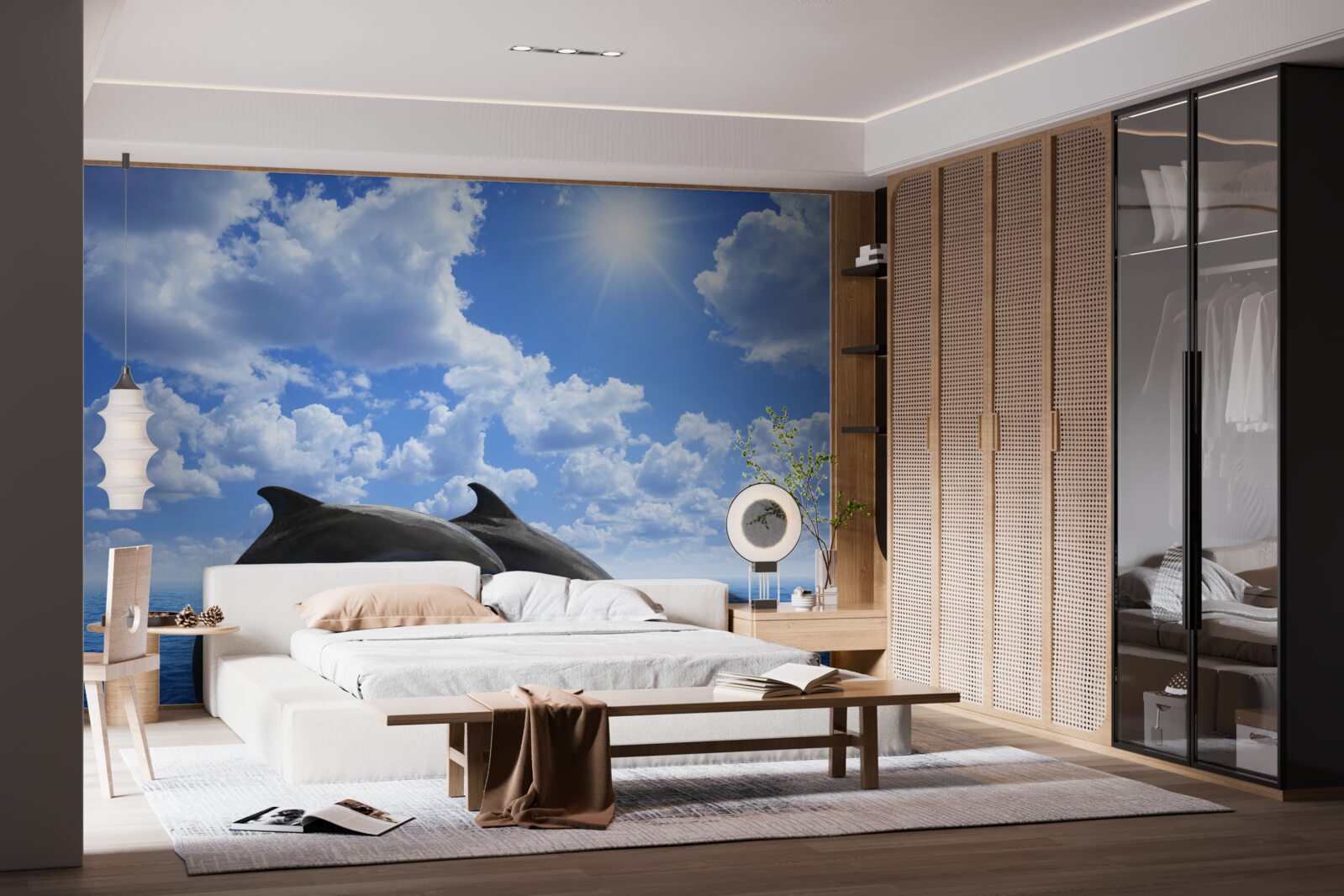 Fototapeta delfíny skákajúce cez vodnú hladinu