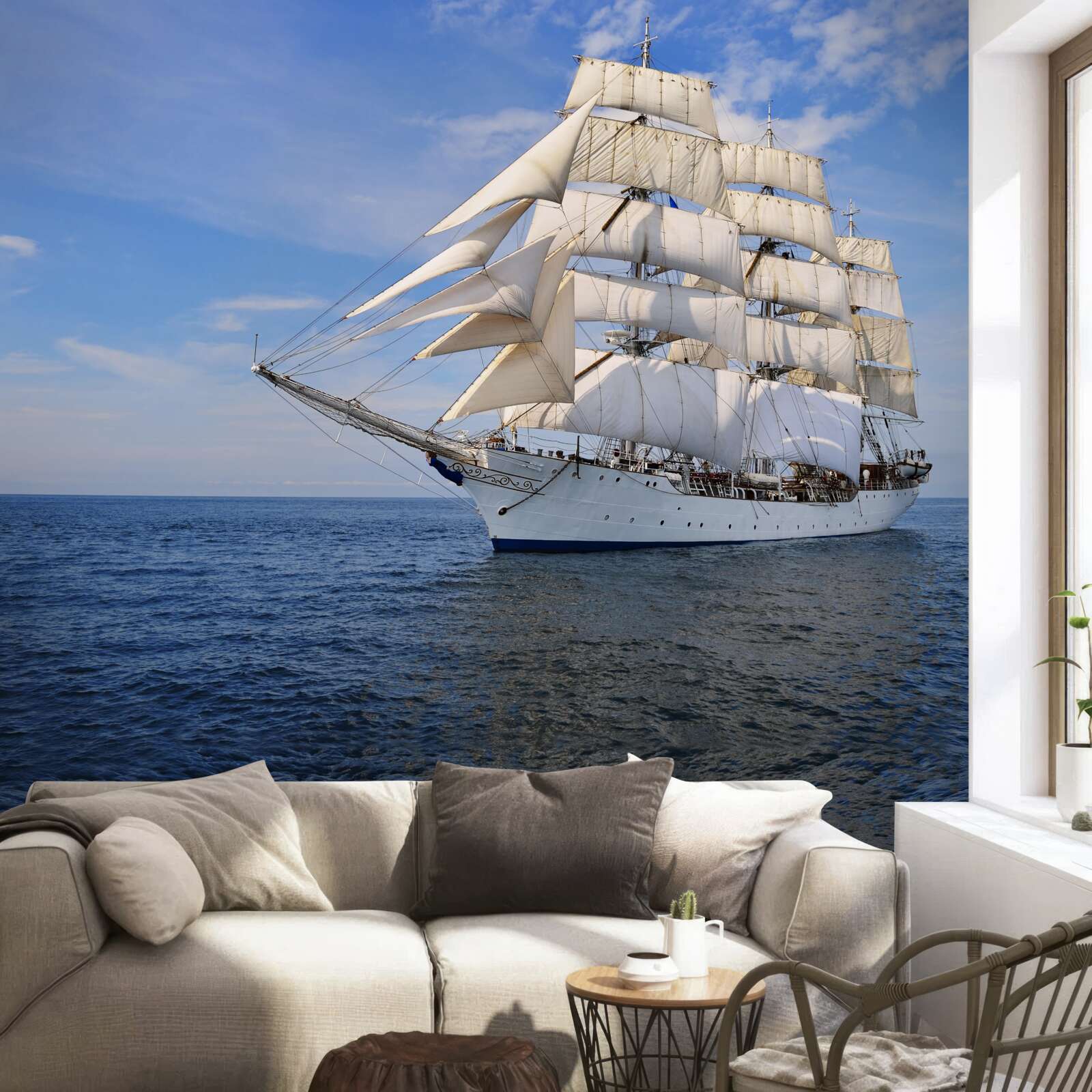 Fototapeta loď s plachtami na pokojnom mori
