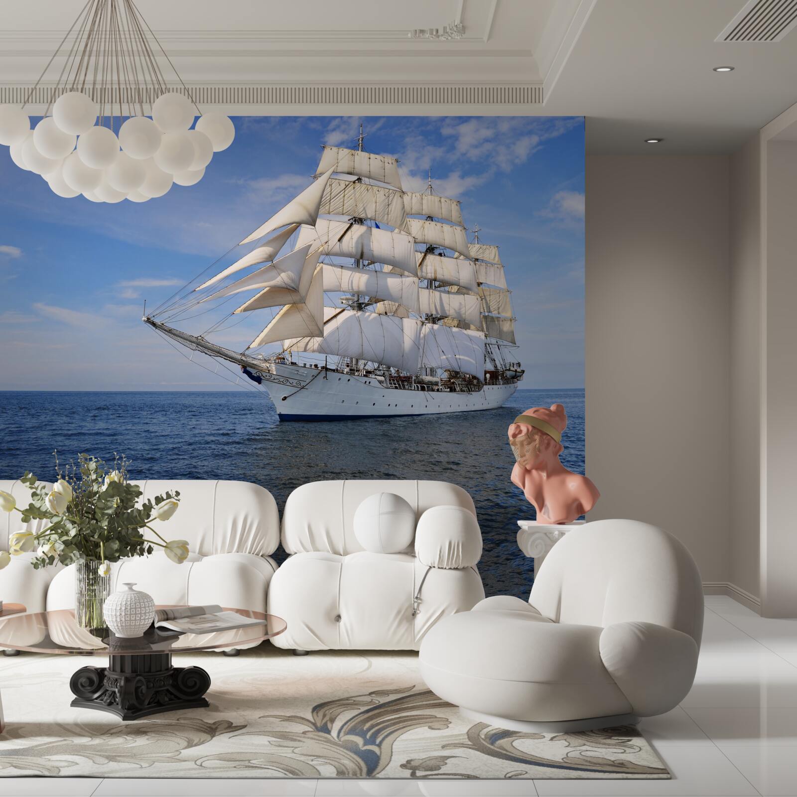 Fototapeta loď s plachtami na pokojnom mori