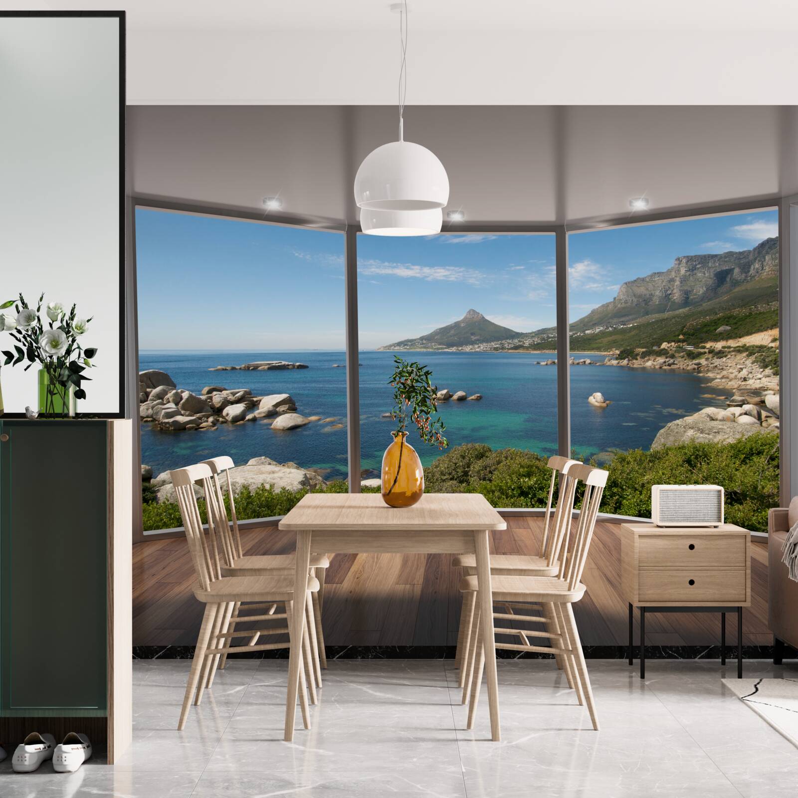 Fototapeta obrovské okná od podlahy až po strop s malebným výhľadom