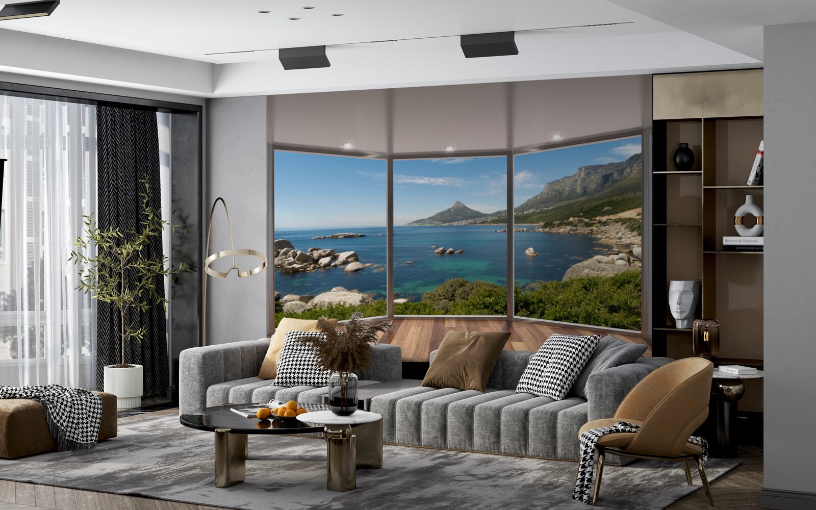 Fototapeta obrovské okná od podlahy až po strop s malebným výhľadom