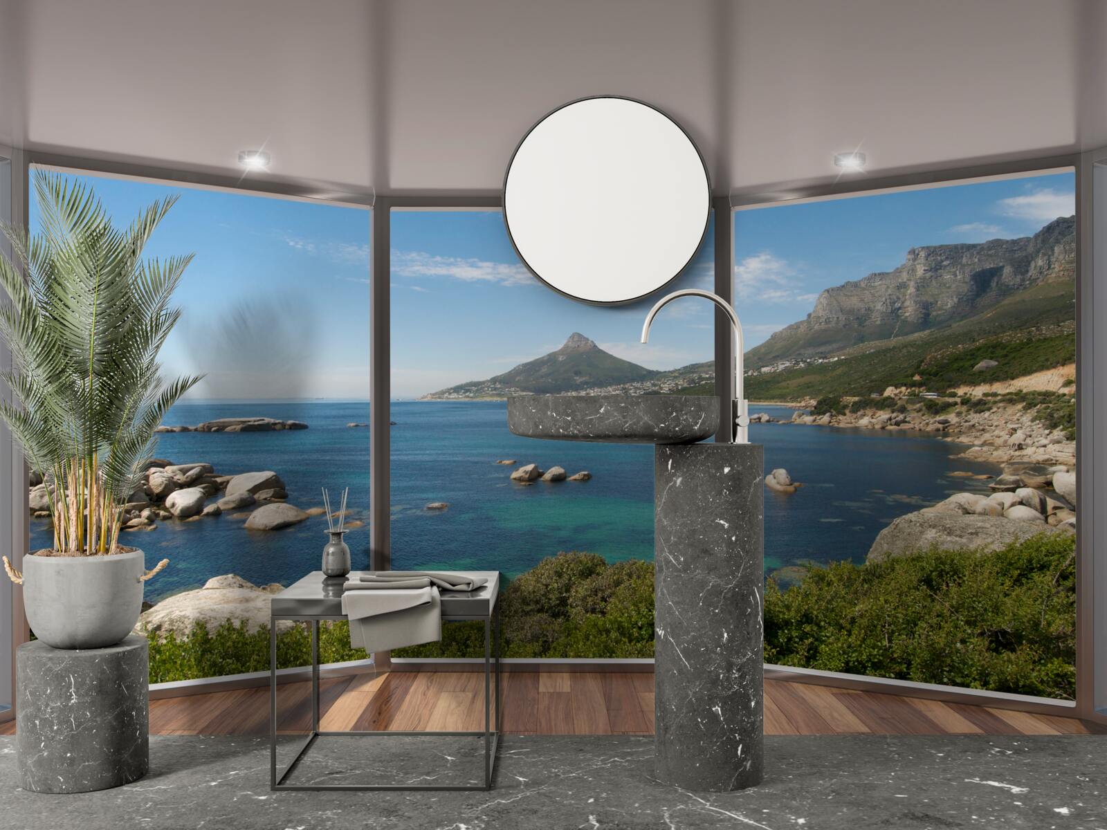 Fototapeta obrovské okná od podlahy až po strop s malebným výhľadom