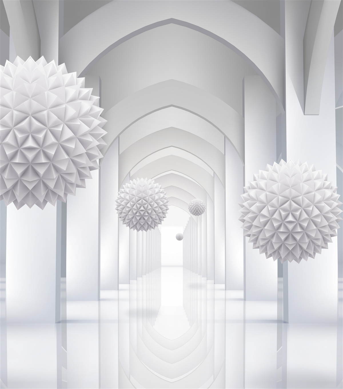 Fototapeta Oblúky v gotickom štýle a balóny stúpajúce do neba