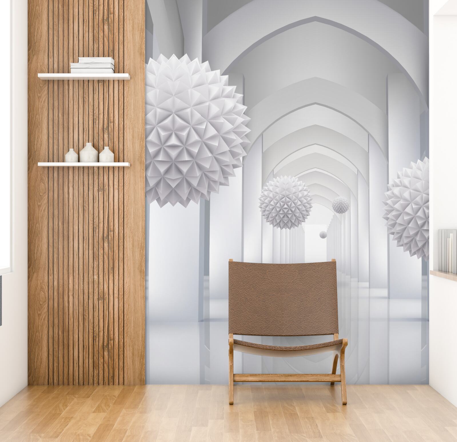 Fototapeta Oblúky v gotickom štýle a balóny stúpajúce do neba