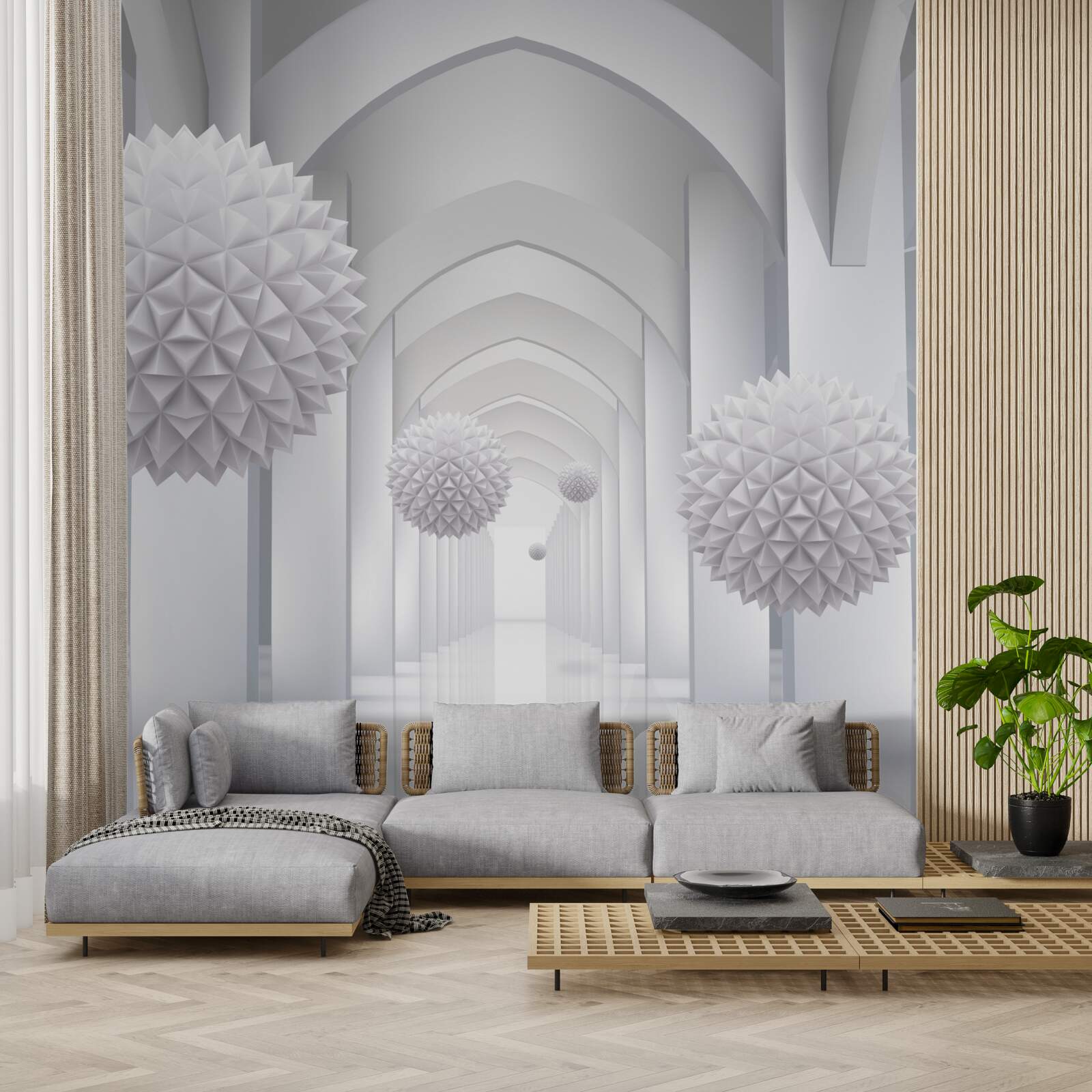 Fototapeta Oblúky v gotickom štýle a balóny stúpajúce do neba