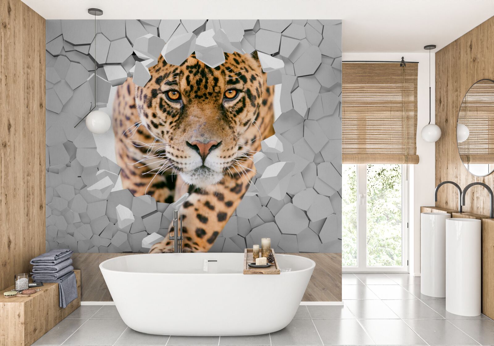 Fototapeta leopard prenikne cez stenu