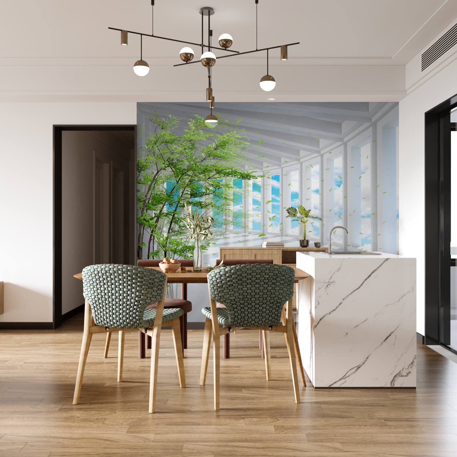 Fototapeta úchvatná terasa osvetlená slnečnými lúčmi