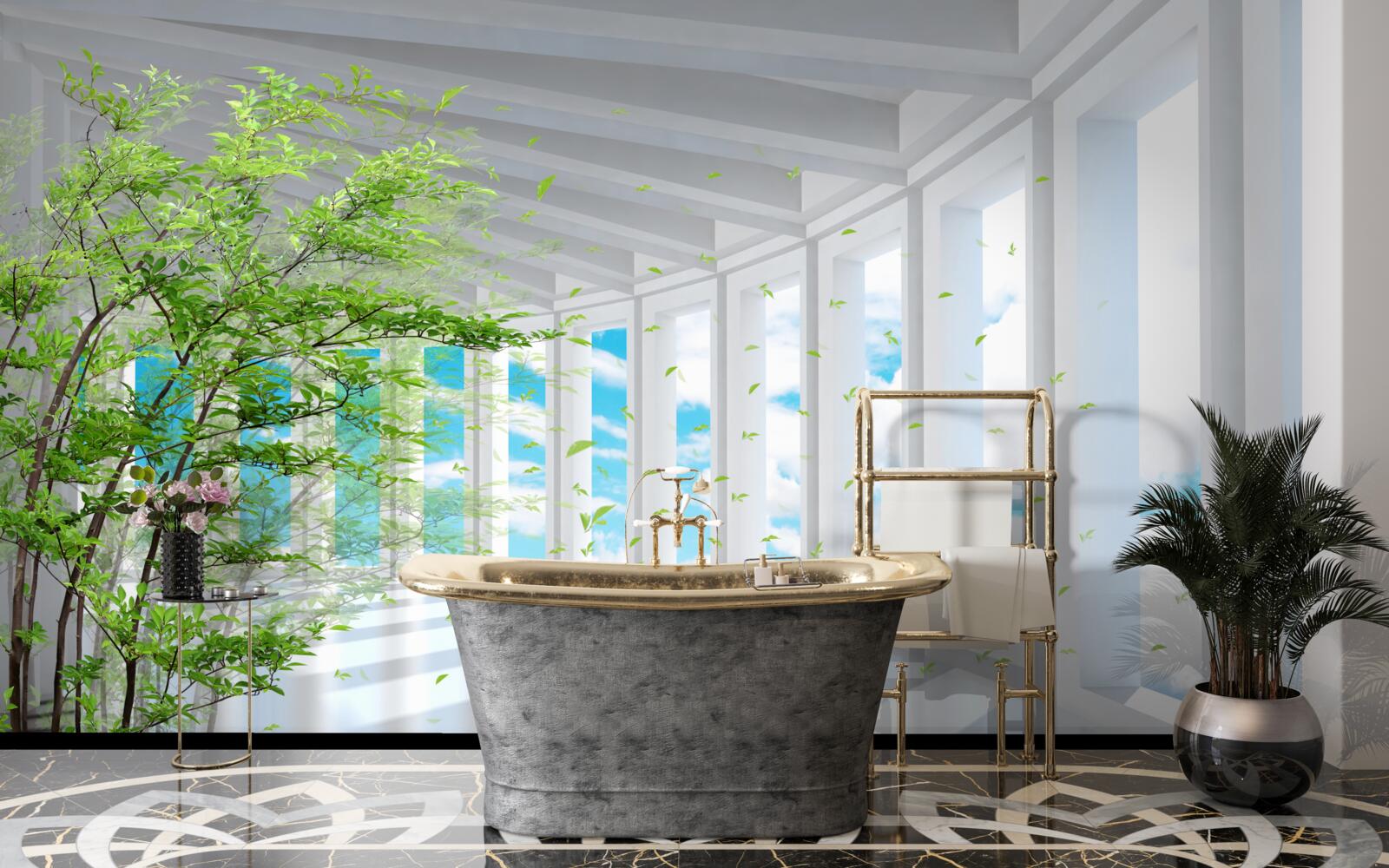 Fototapeta úchvatná terasa osvetlená slnečnými lúčmi