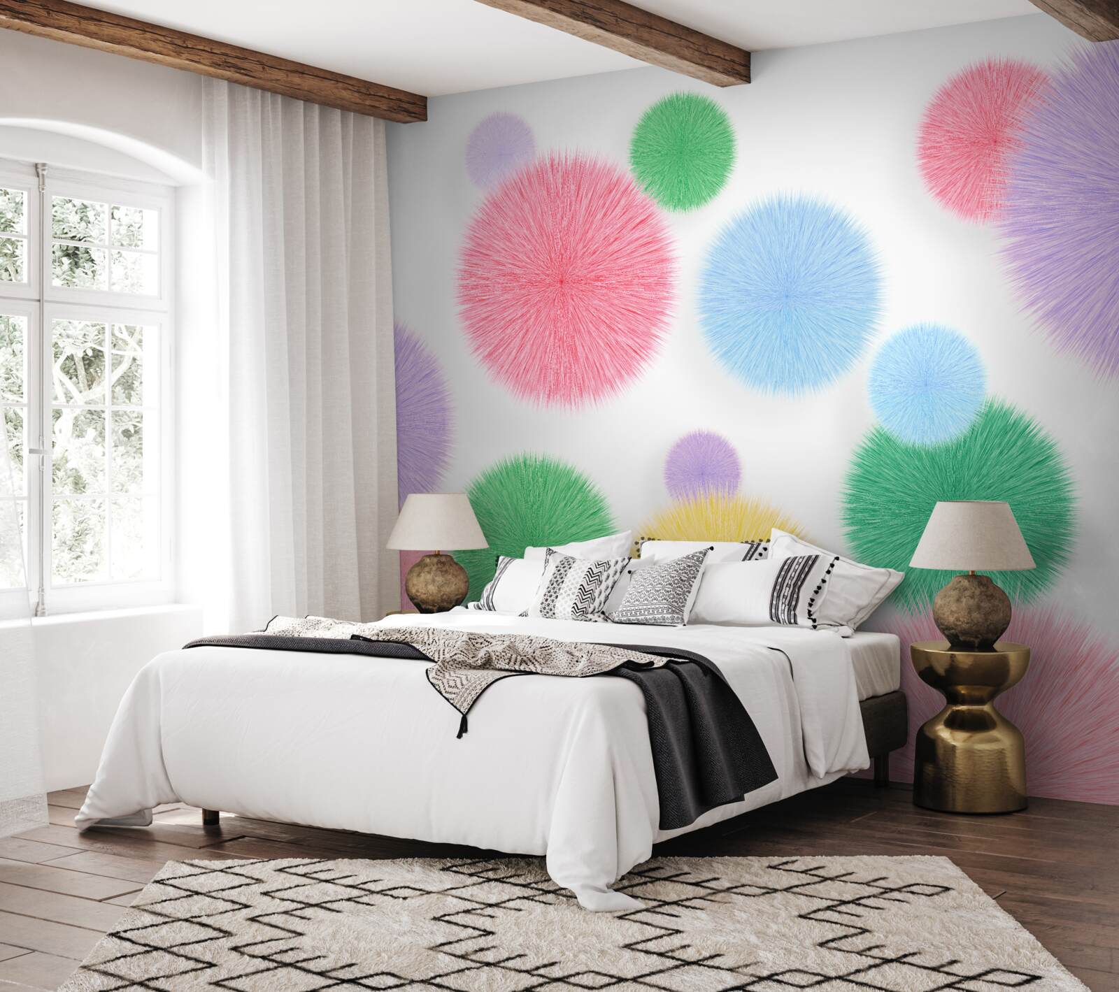 Fototapeta farebné kruhy na svetlom pozadí