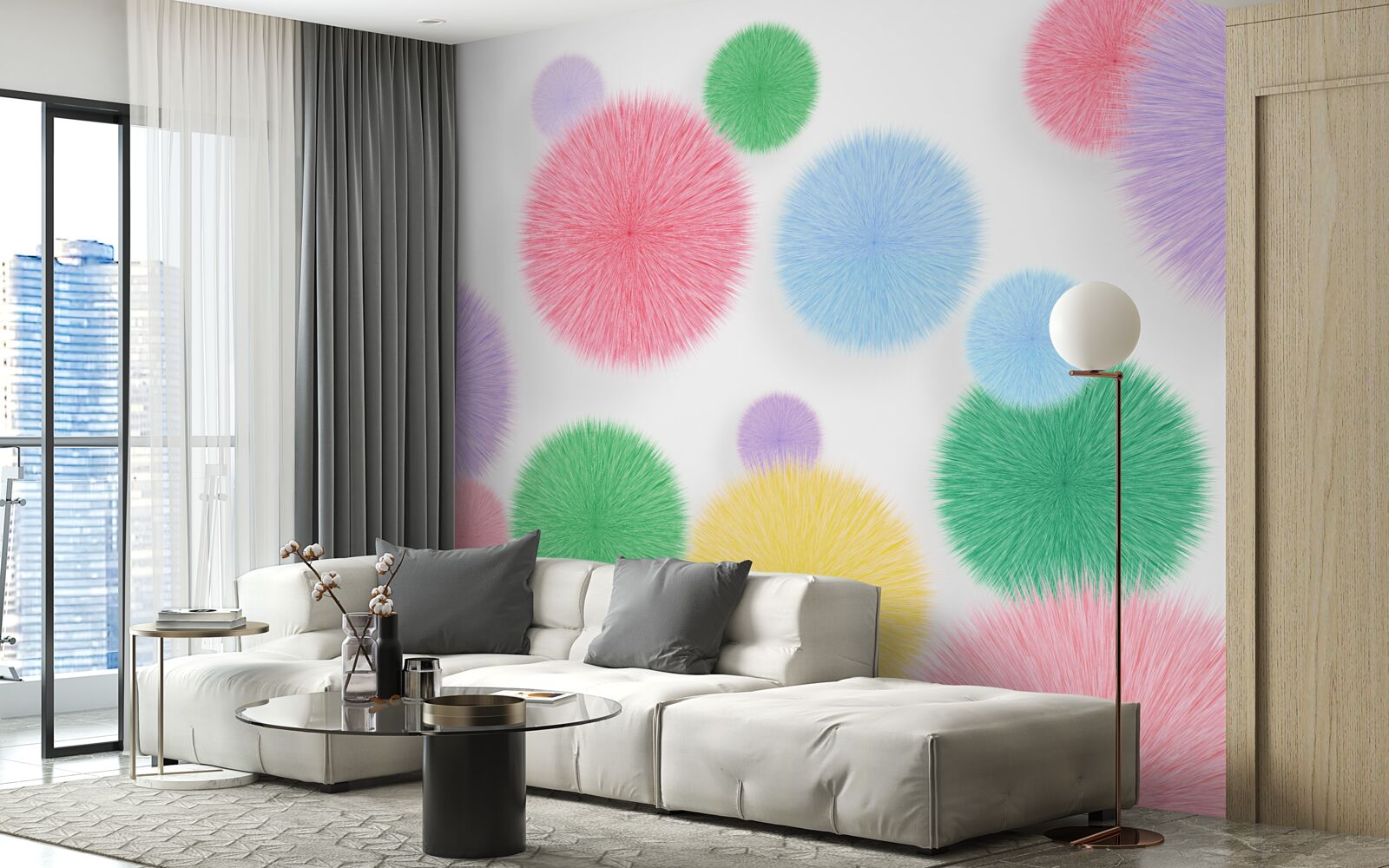 Fototapeta farebné kruhy na svetlom pozadí