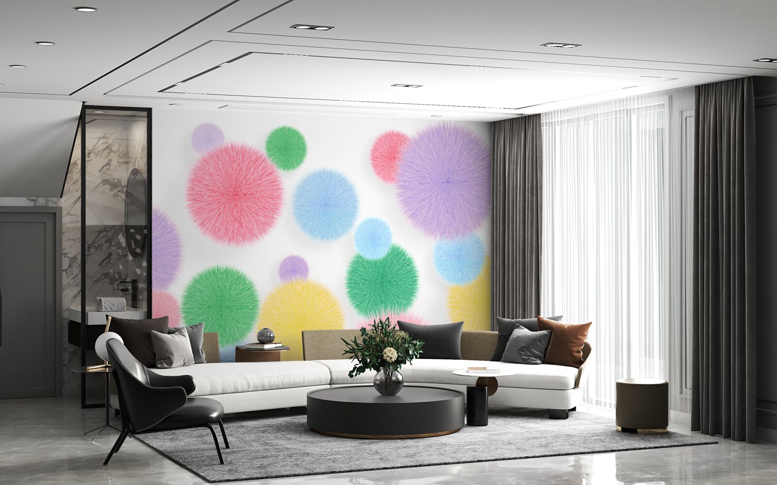 Fototapeta farebné kruhy na svetlom pozadí