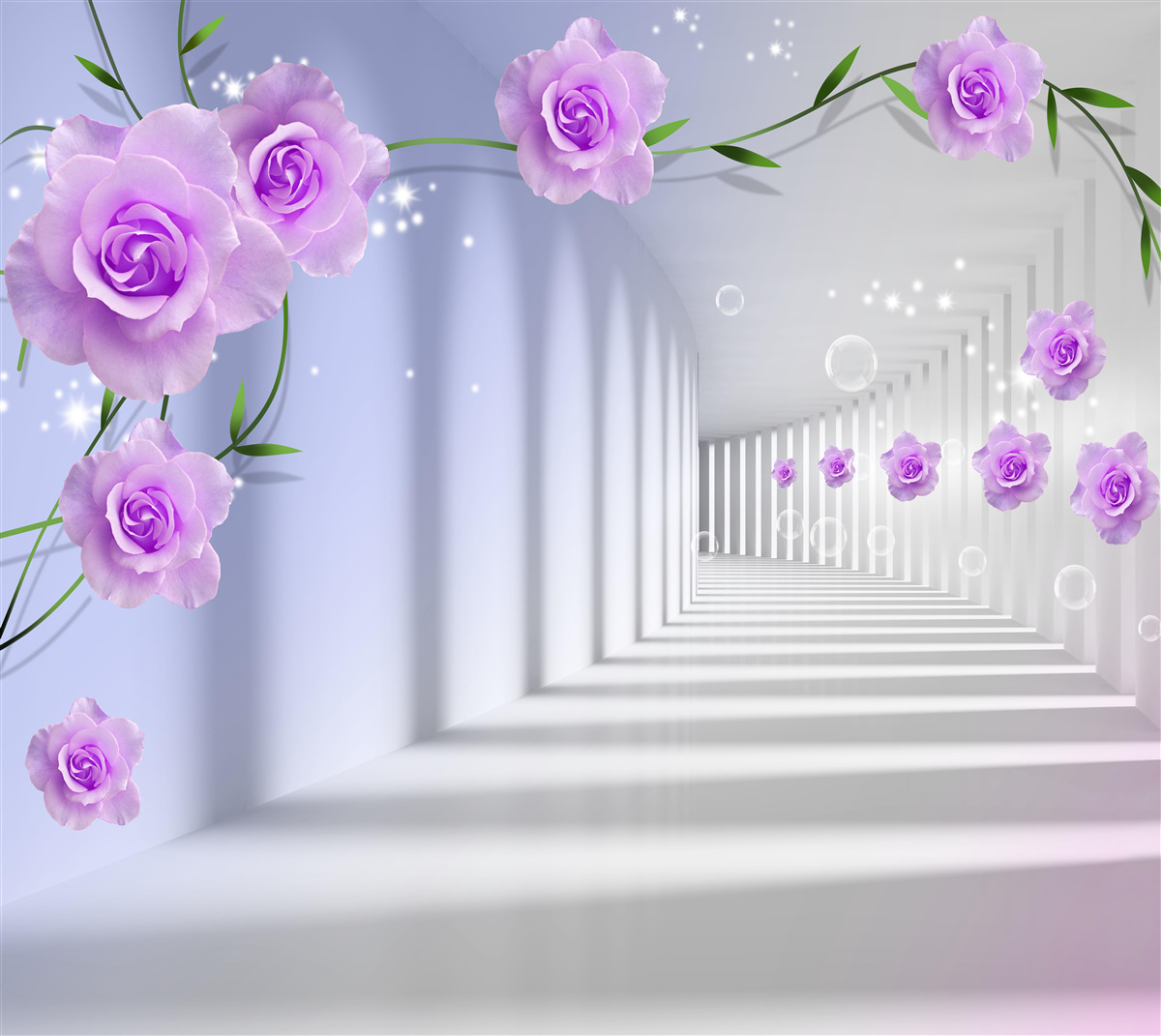 Fototapeta fialová čajová ruža na konároch