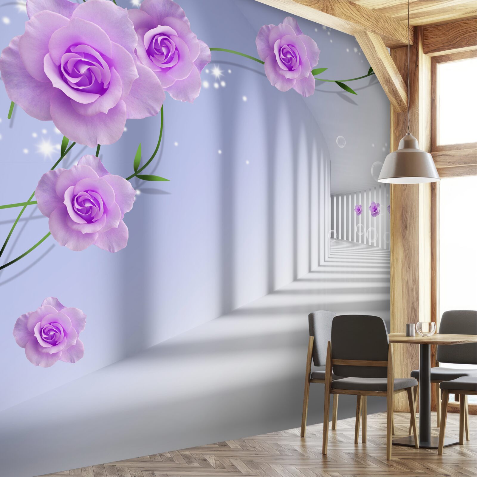 Fototapeta fialová čajová ruža na konároch