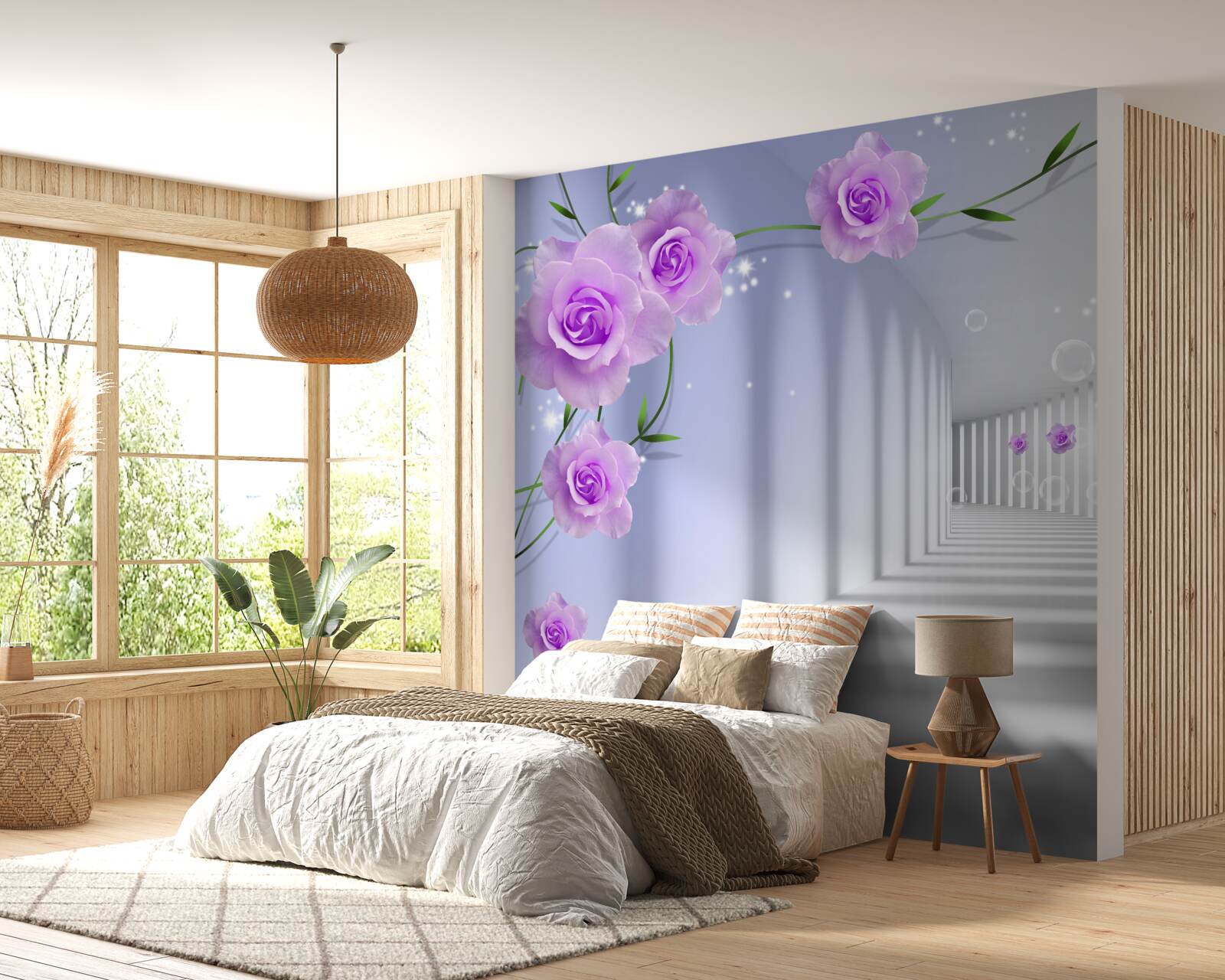 Fototapeta fialová čajová ruža na konároch