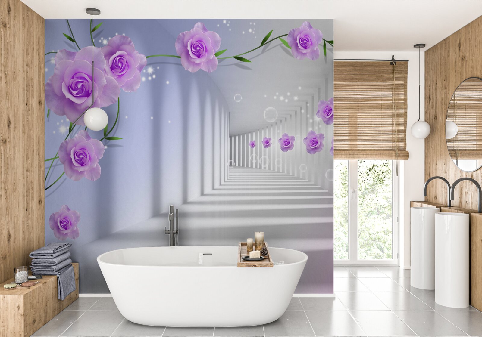 Fototapeta fialová čajová ruža na konároch