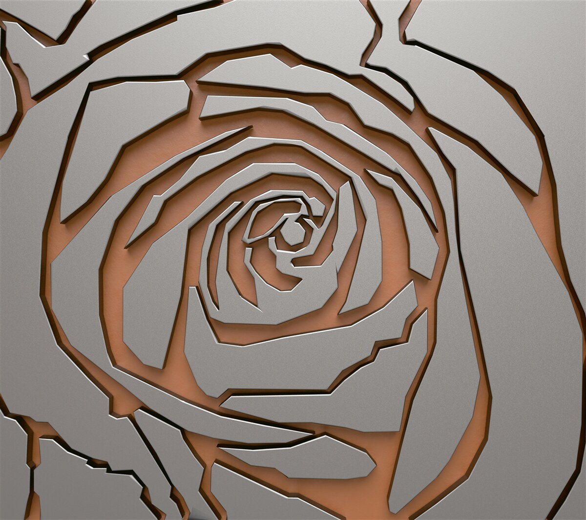 Fototapeta sivá ruža vyrobená z ocele