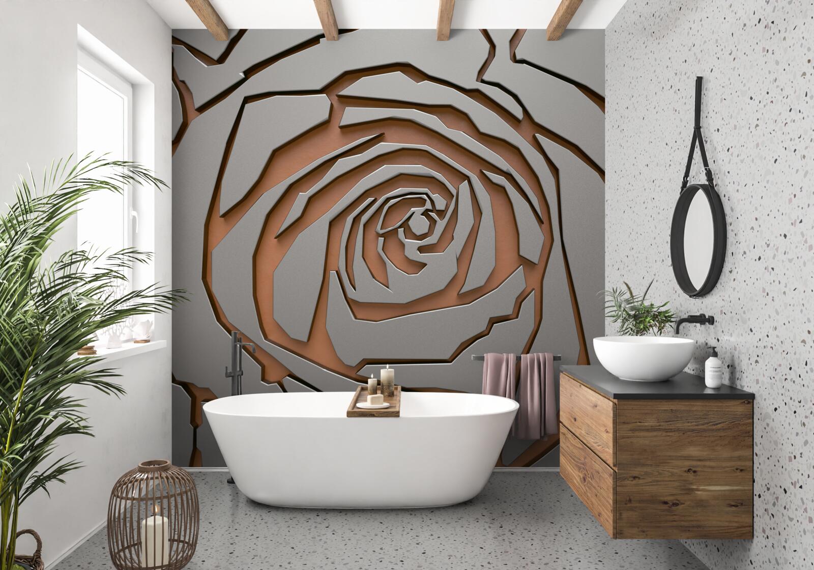 Fototapeta sivá ruža vyrobená z ocele