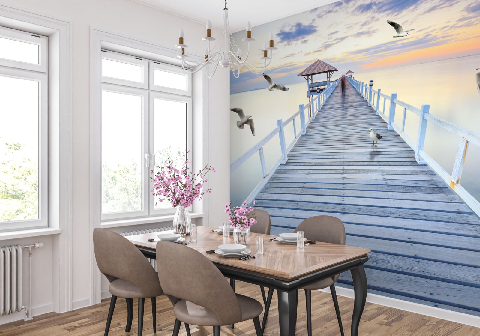 Fototapeta drevený most vedúci k oceánu