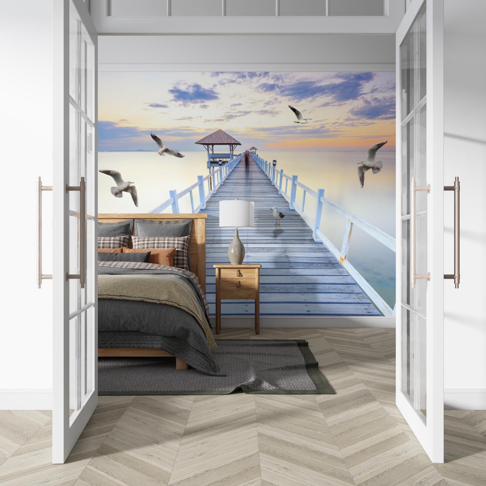 Fototapeta drevený most vedúci k oceánu