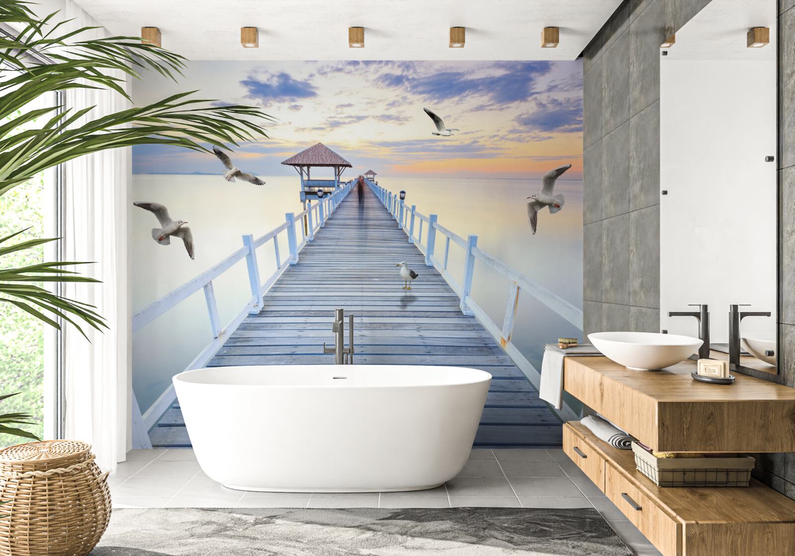 Fototapeta drevený most vedúci k oceánu