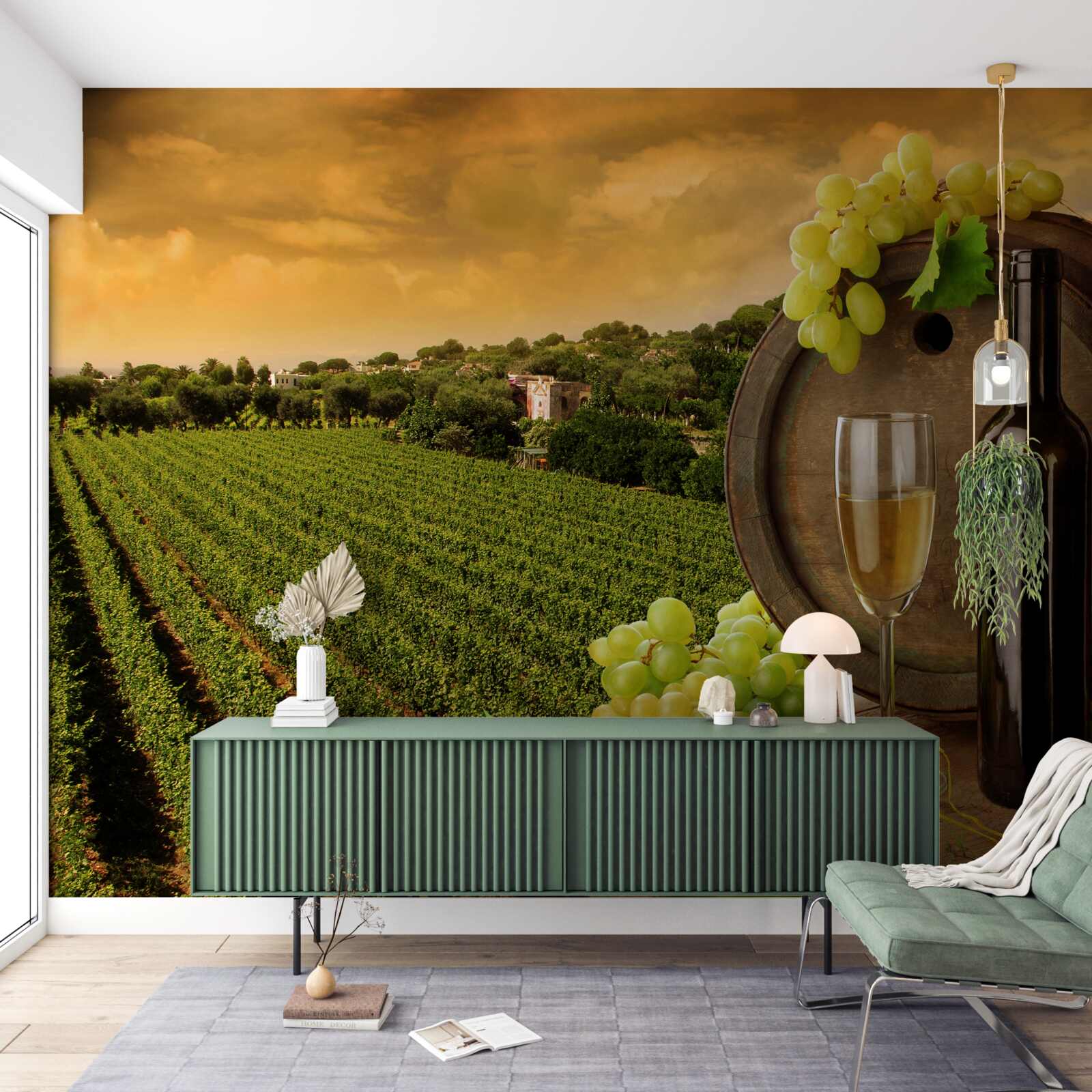 Fototapeta západ slnka nad vinicami