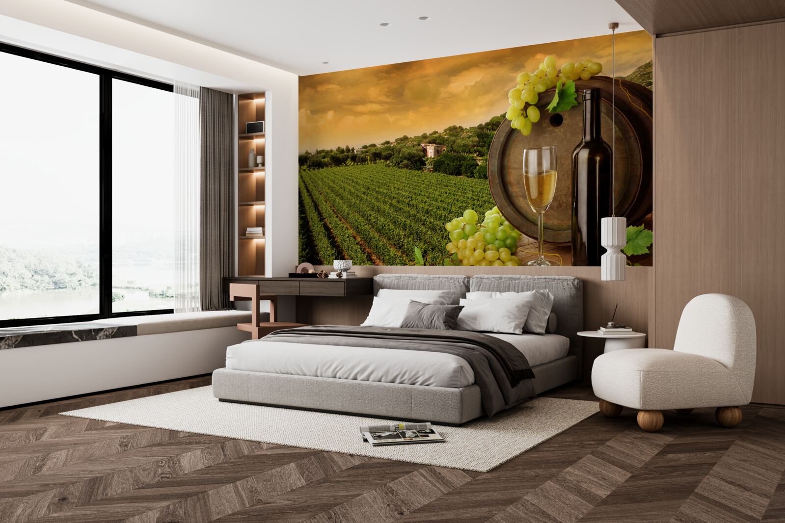 Fototapeta západ slnka nad vinicami