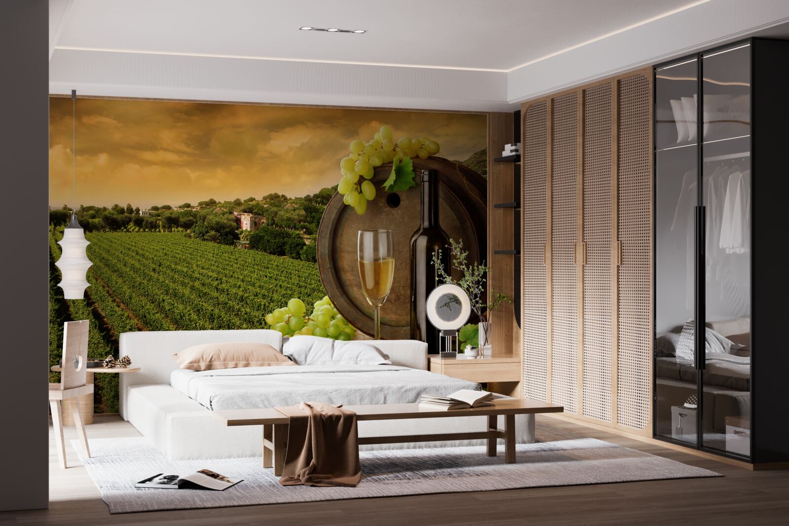 Fototapeta západ slnka nad vinicami