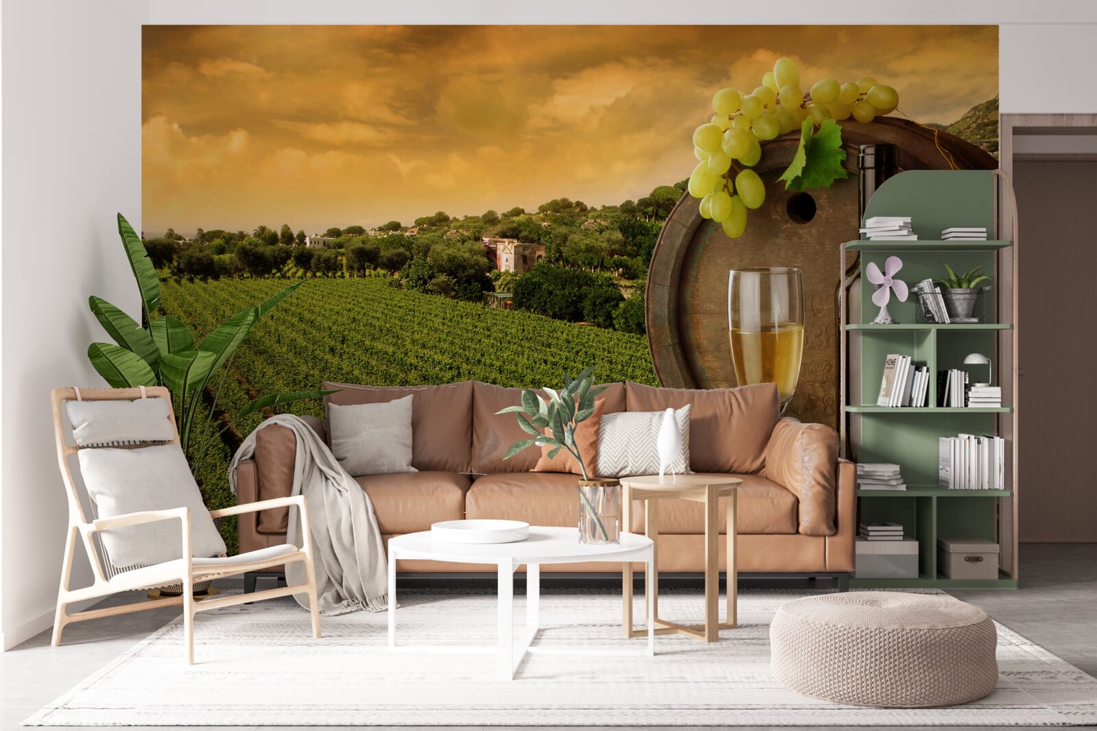 Fototapeta západ slnka nad vinicami