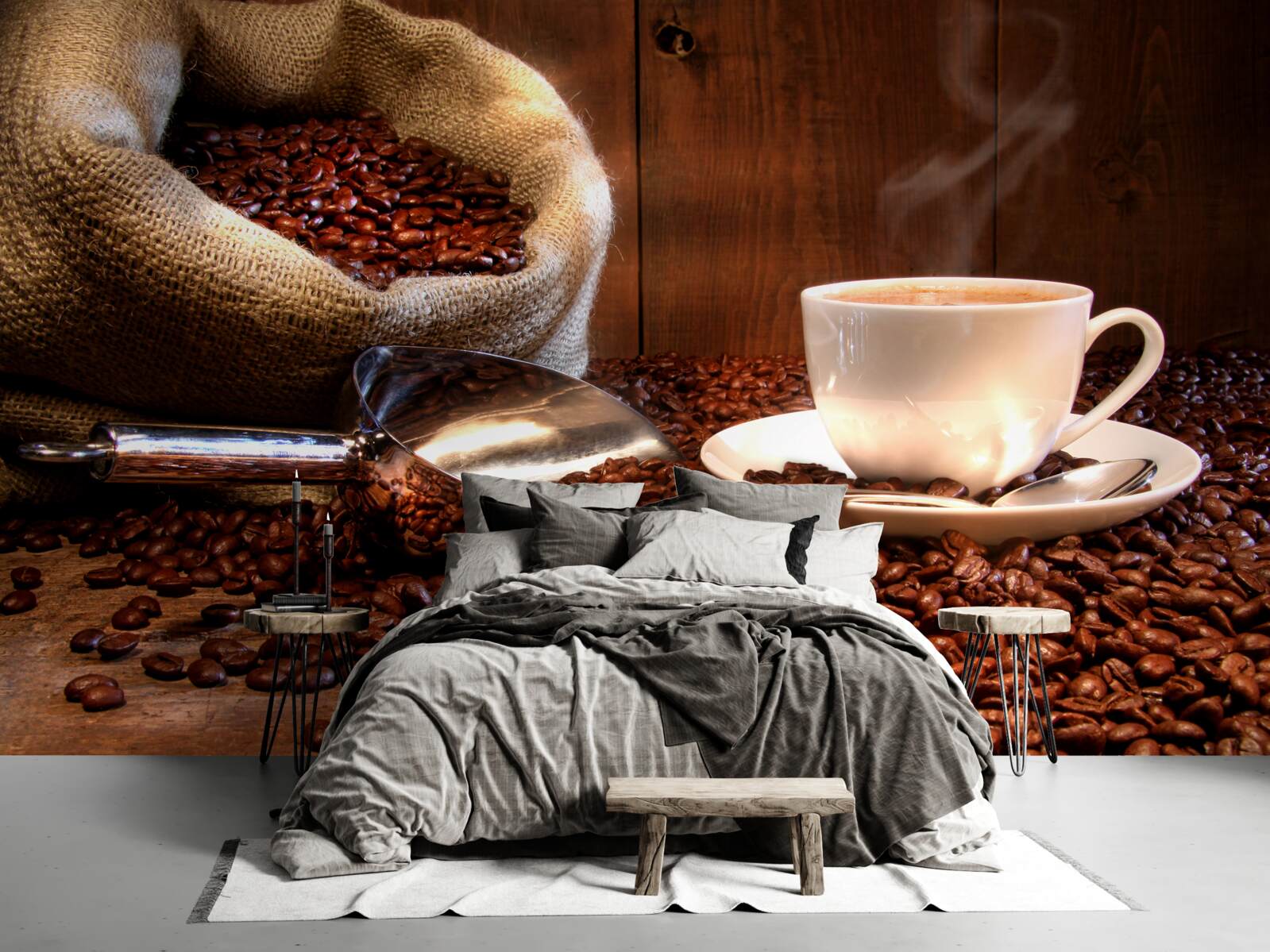 Fototapeta kávové zrná pod šálkou aromatickej kávy