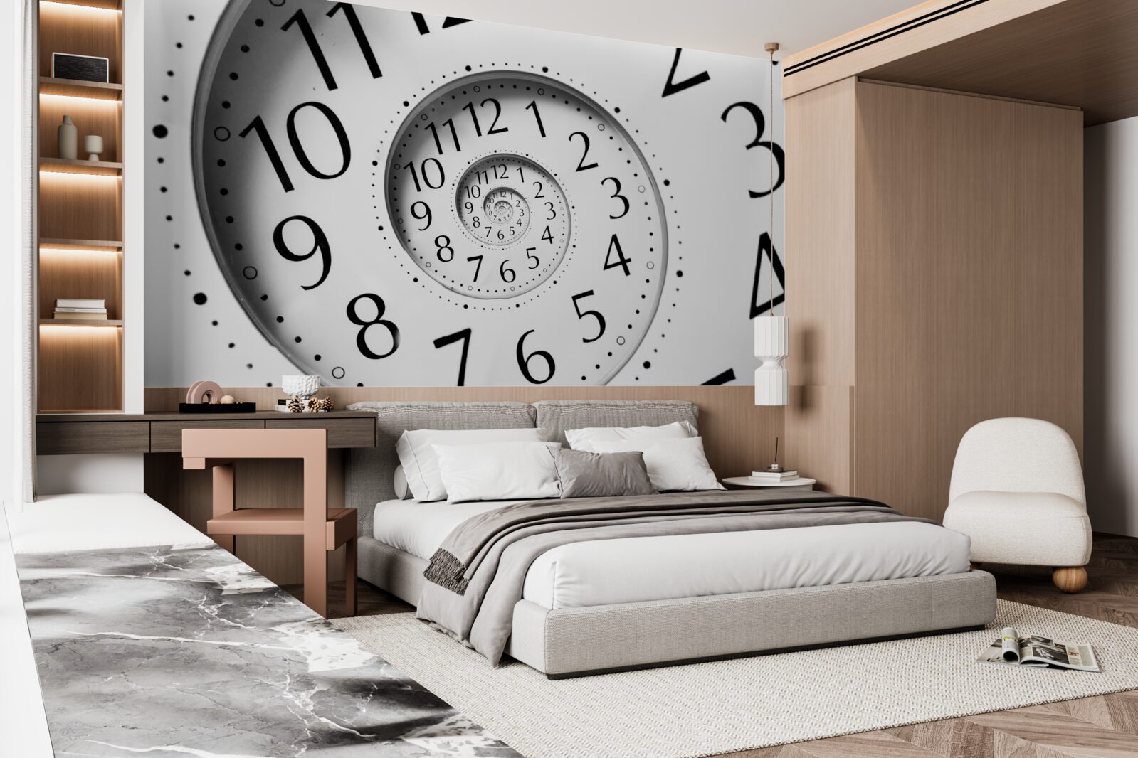 Fototapeta biele špirálové hodiny