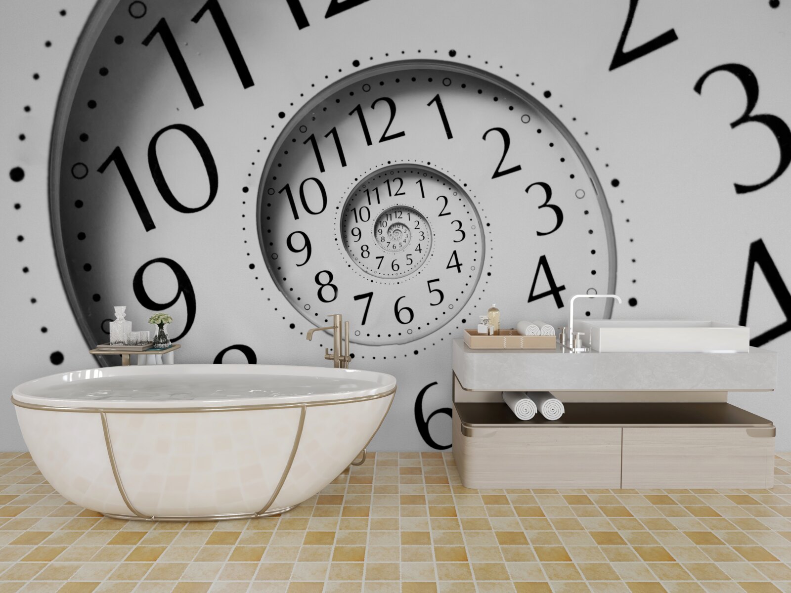 Fototapeta biele špirálové hodiny