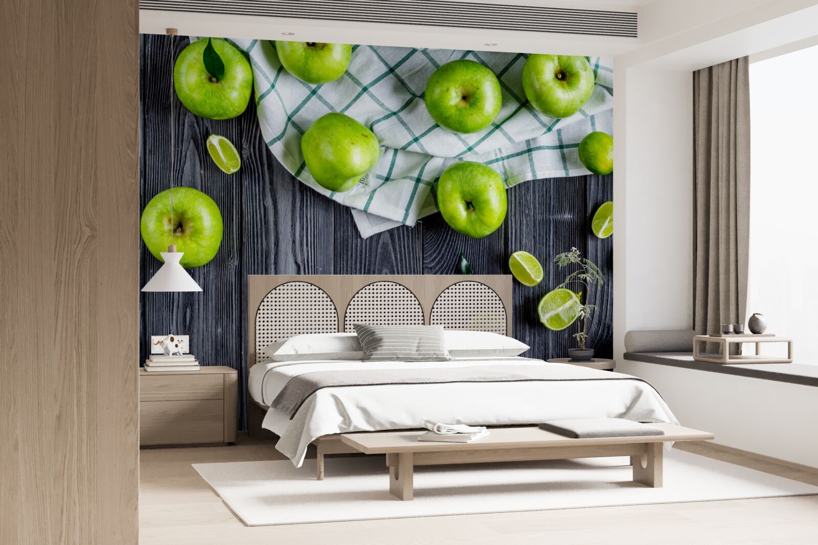 Fototapeta Na stole sú limetky a zelené jablká