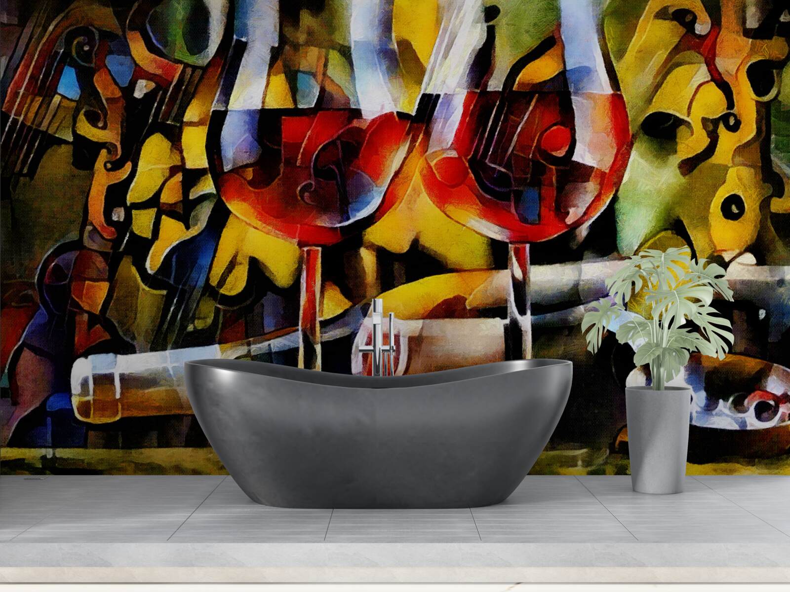 Fototapeta motív vína v kubistickom štýle