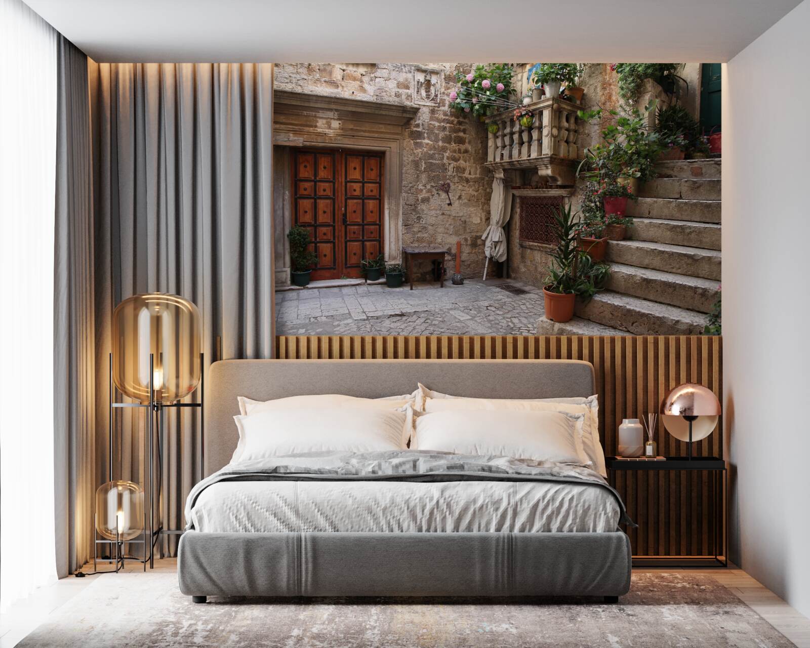 Fototapeta historické schodiskové stupne na nádvorí