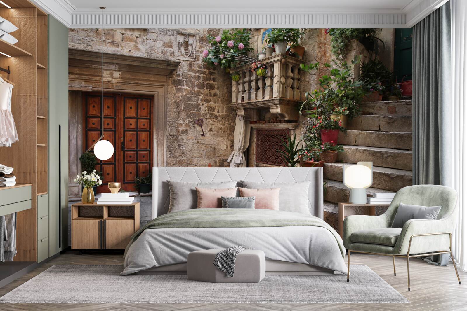 Fototapeta historické schodiskové stupne na nádvorí