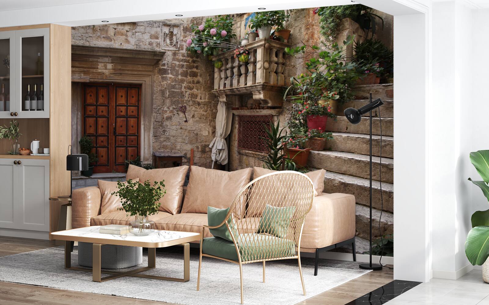 Fototapeta historické schodiskové stupne na nádvorí