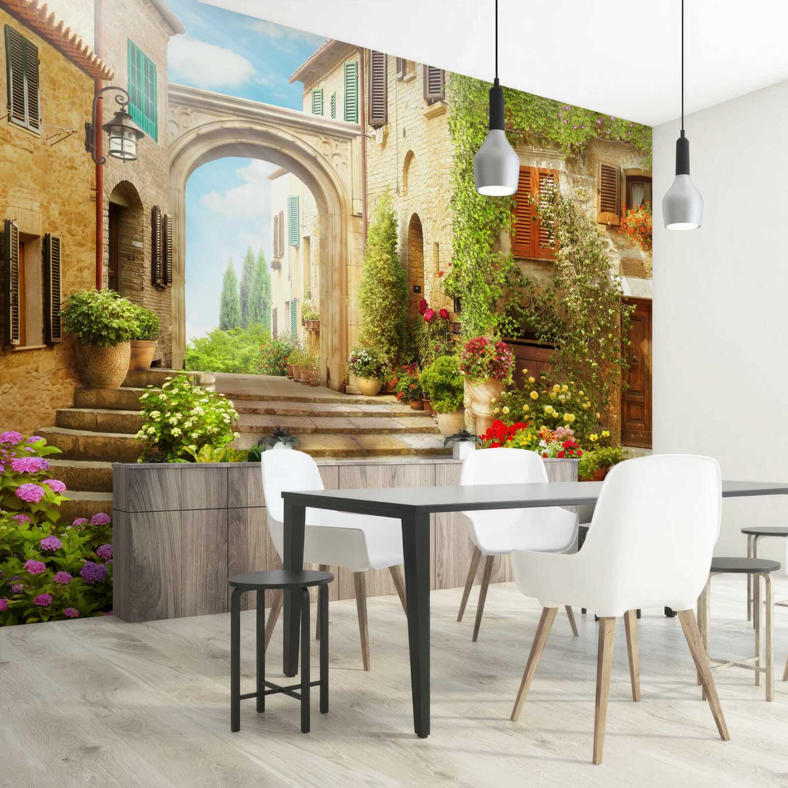 Fototapeta kvetinový kútik na ulici