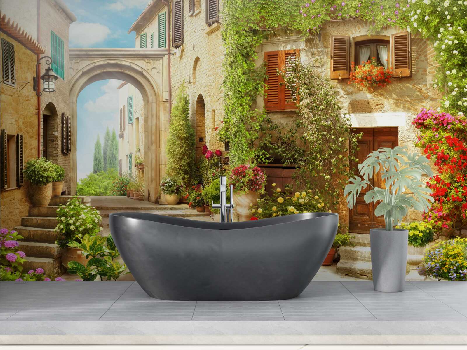 Fototapeta kvetinový kútik na ulici