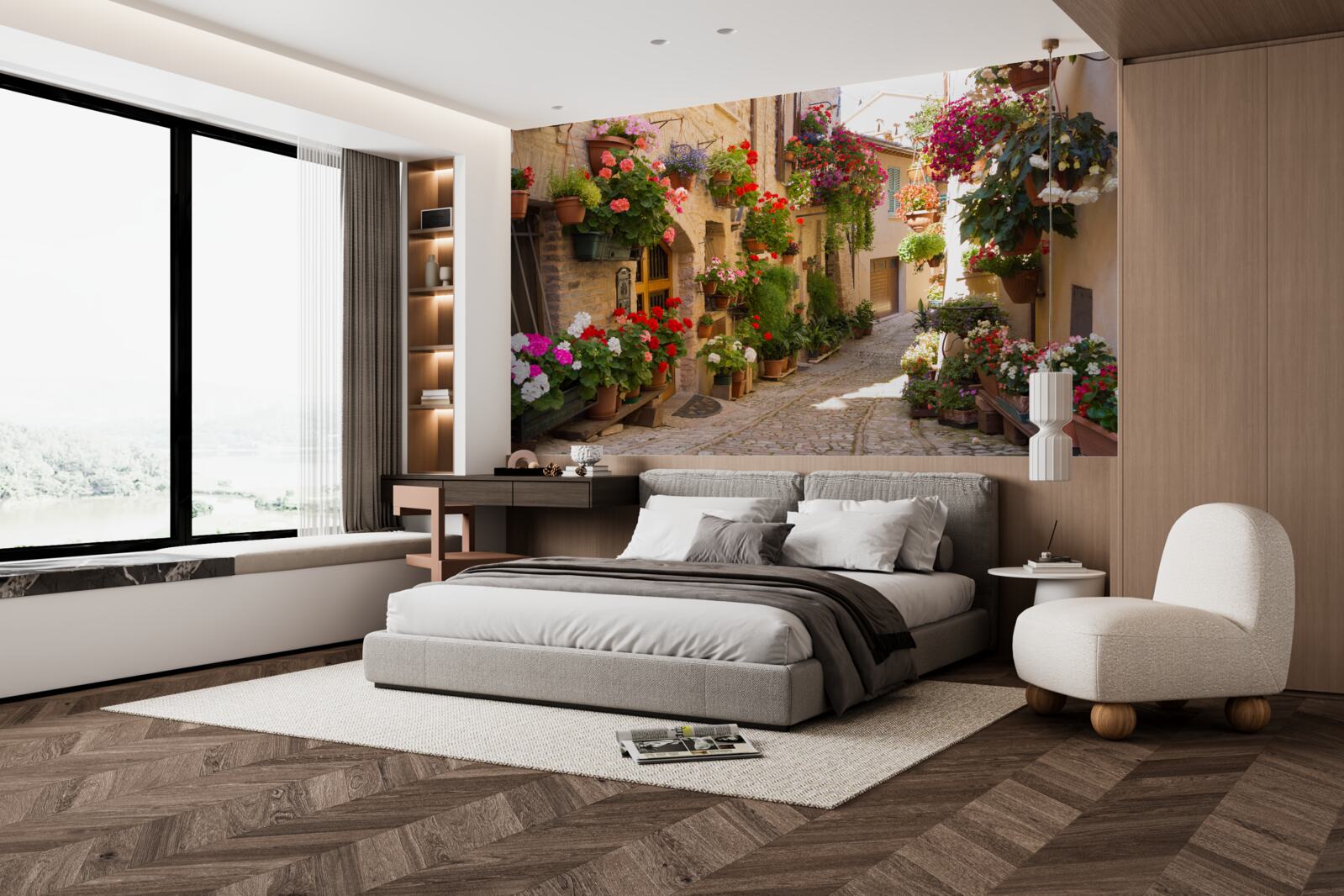 Fototapeta prírodné kvety na historickej ulici