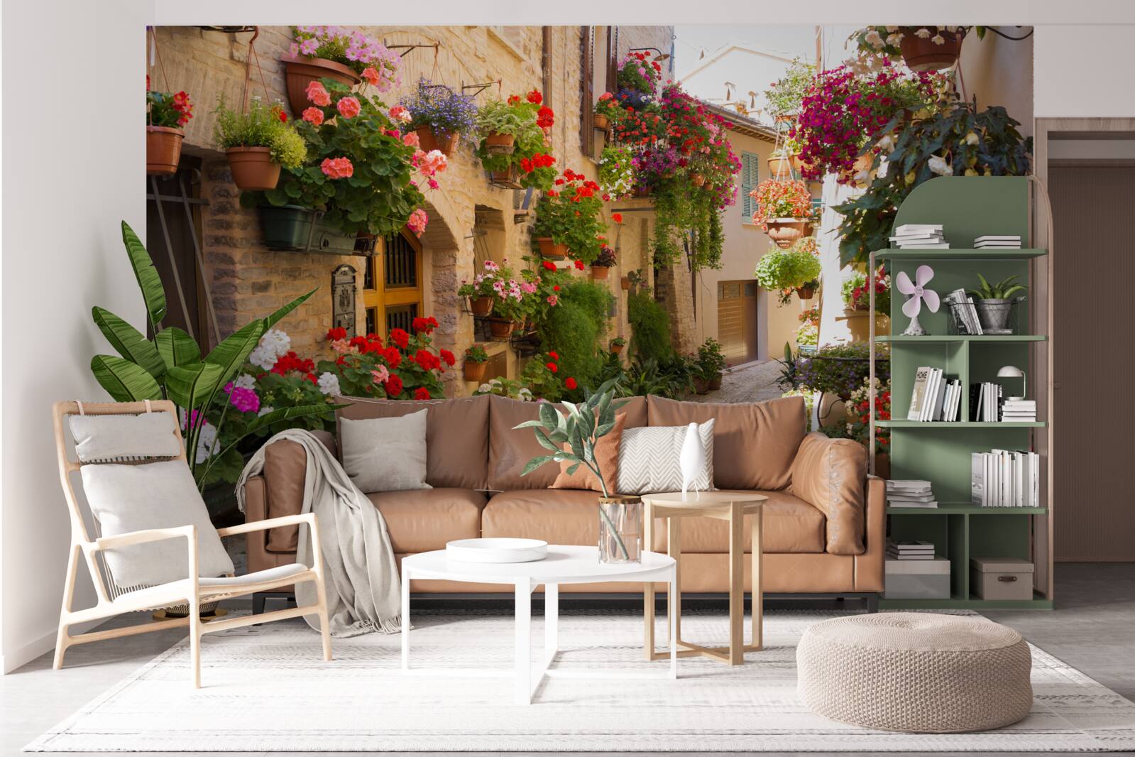 Fototapeta prírodné kvety na historickej ulici