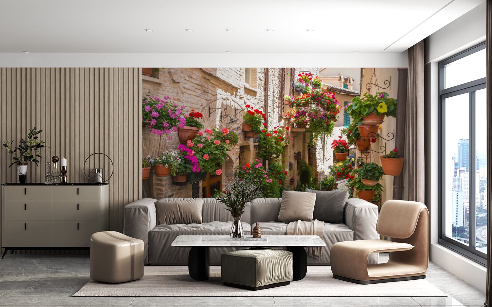 Fototapeta ulica ponorená do hustej zelene, zahaľujúca jej starobylosť