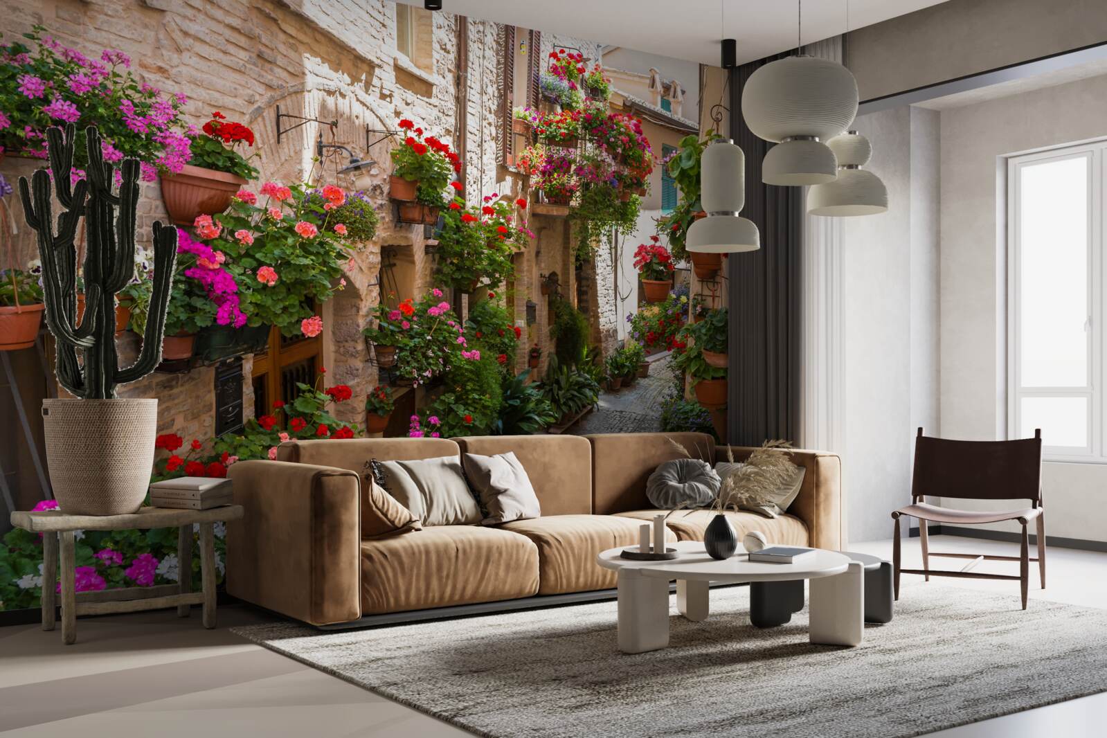 Fototapeta ulica ponorená do hustej zelene, zahaľujúca jej starobylosť