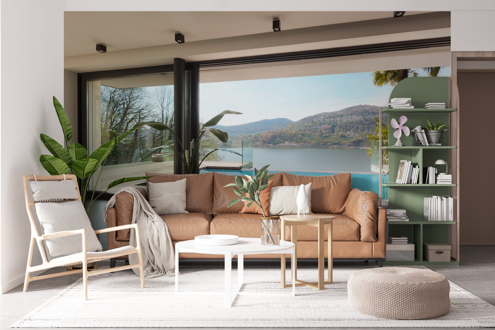 Fototapeta exkluzívny bazén s panoramatickým výhľadom na pohorie