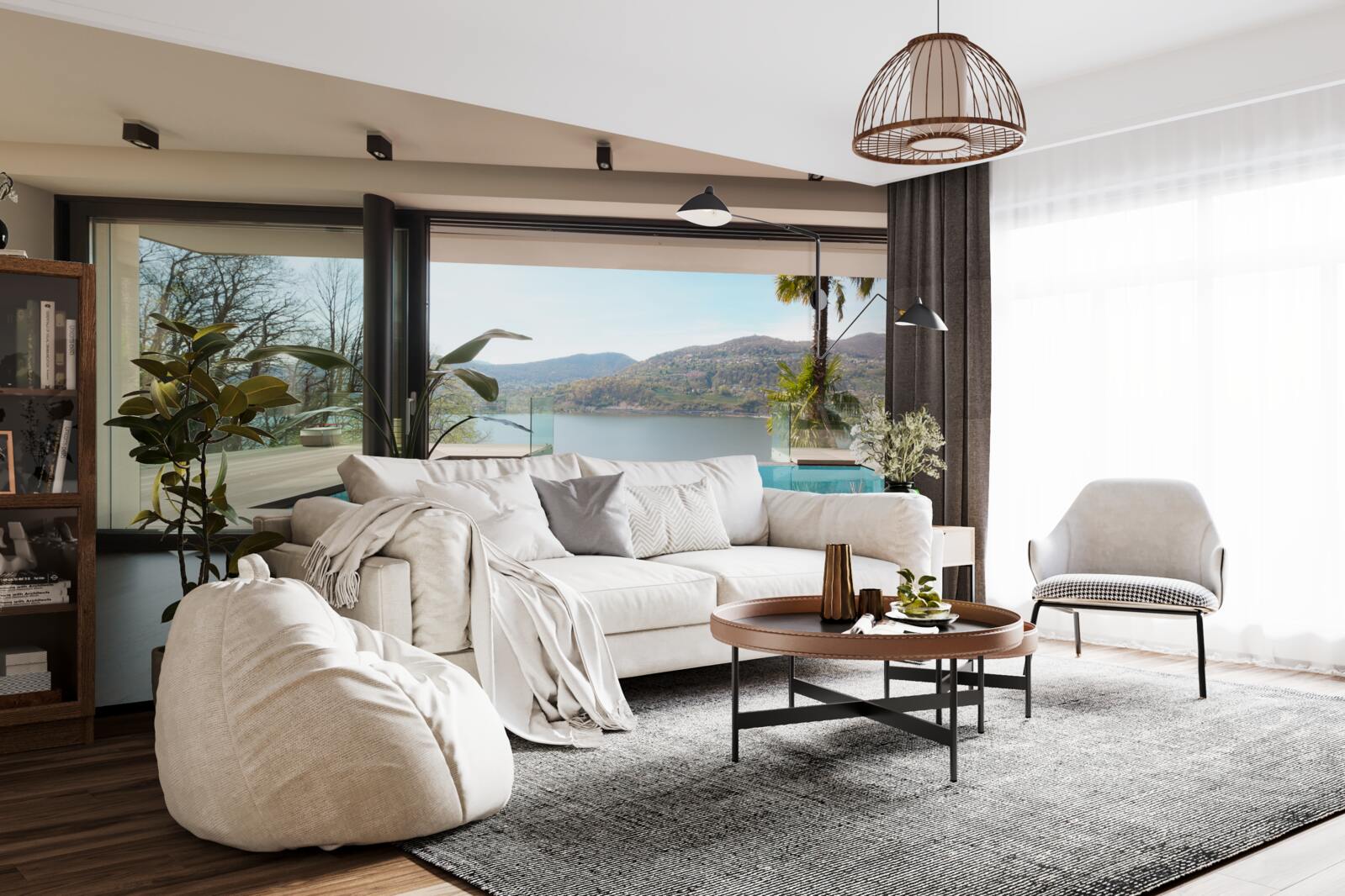 Fototapeta exkluzívny bazén s panoramatickým výhľadom na pohorie