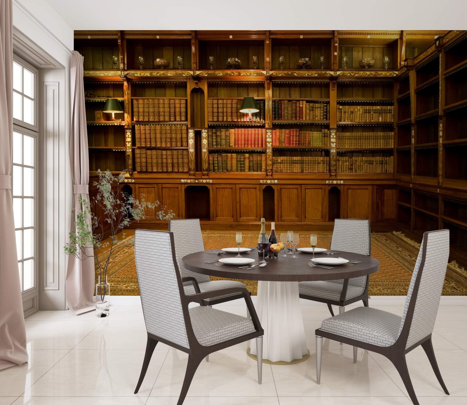 Fototapeta knižnica plná starých kníh