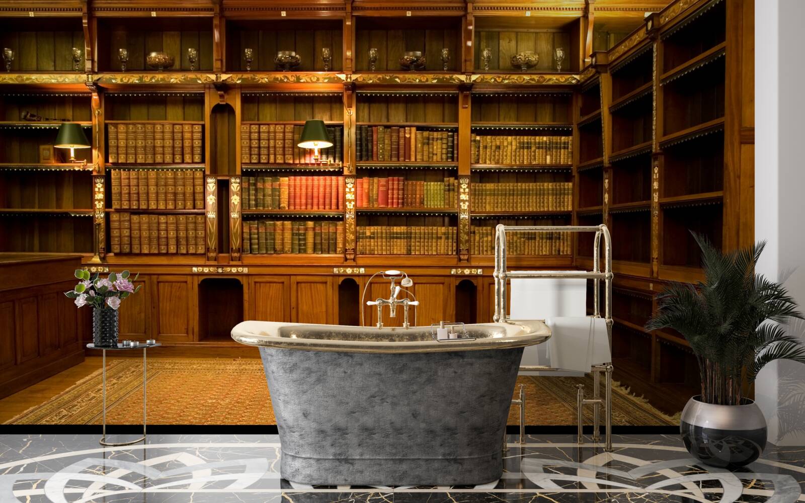 Fototapeta knižnica plná starých kníh