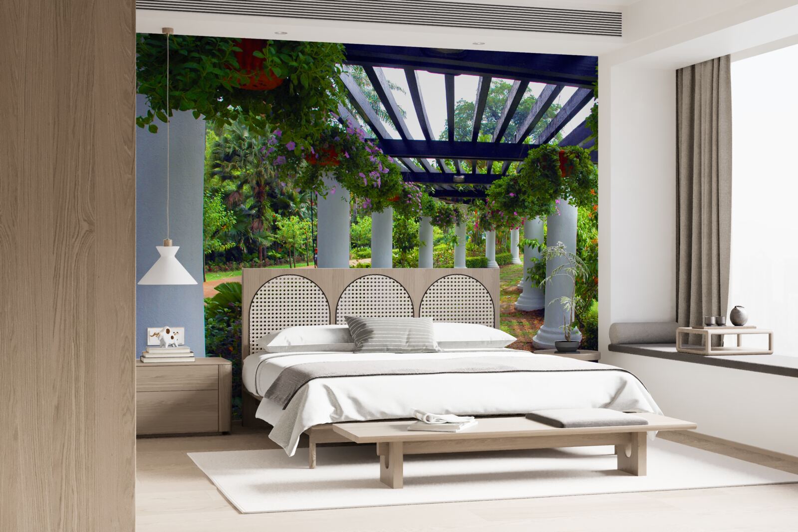 Fototapeta biele betónové stĺpy v záhrade