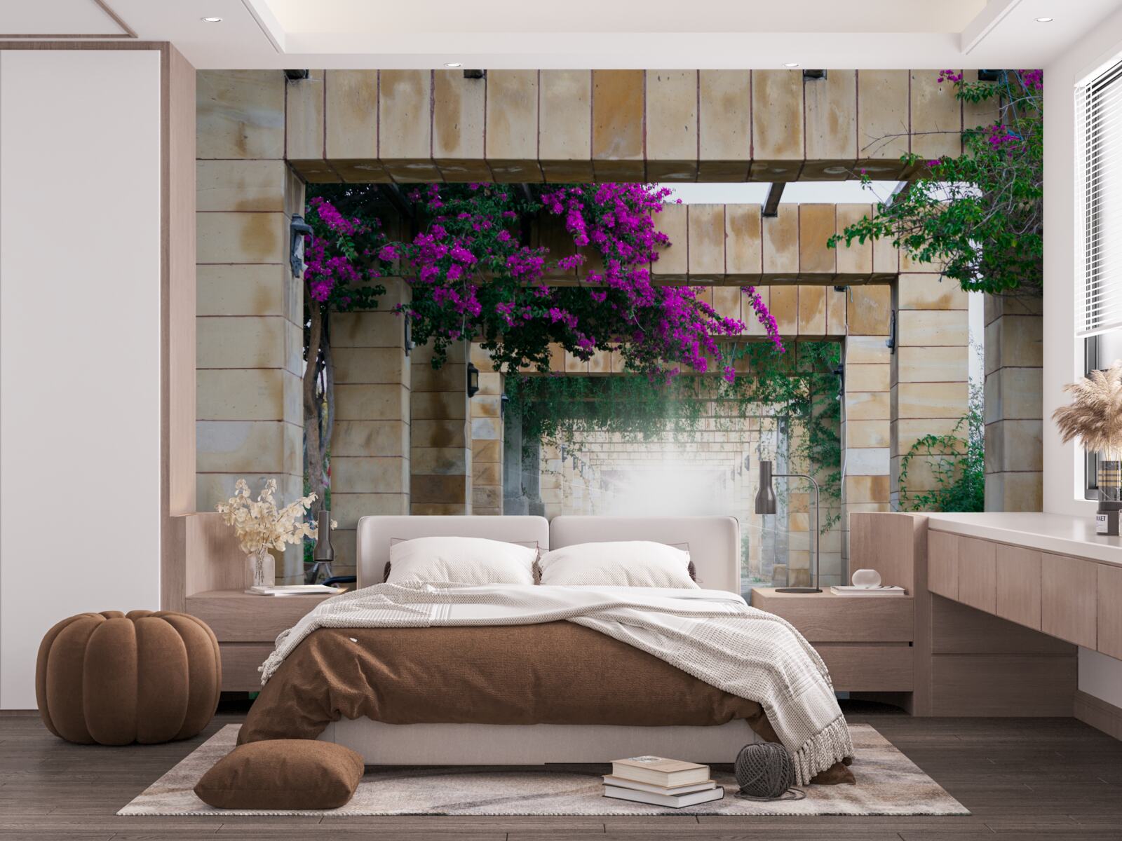 Fototapeta obdĺžnikový oblúk z kameňa, zdobený kvetmi