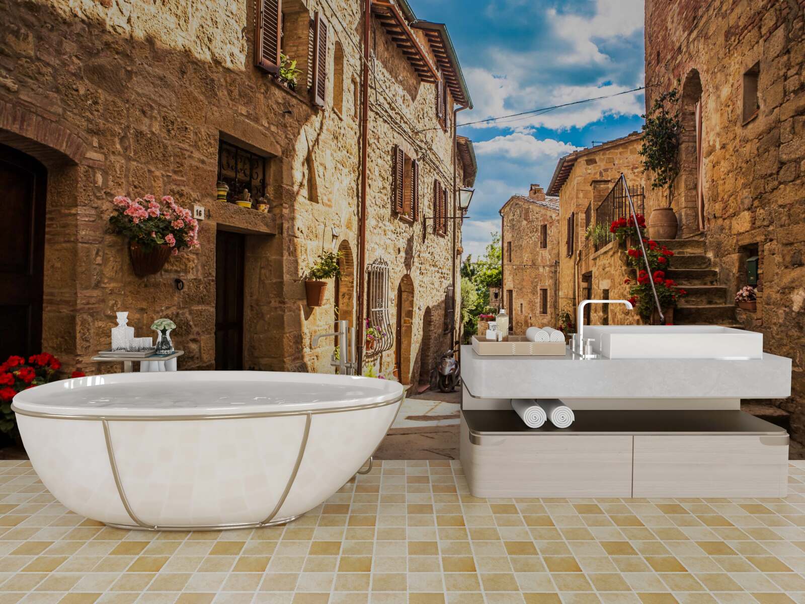 Fototapeta Toskánska ulica za jasného letného dňa